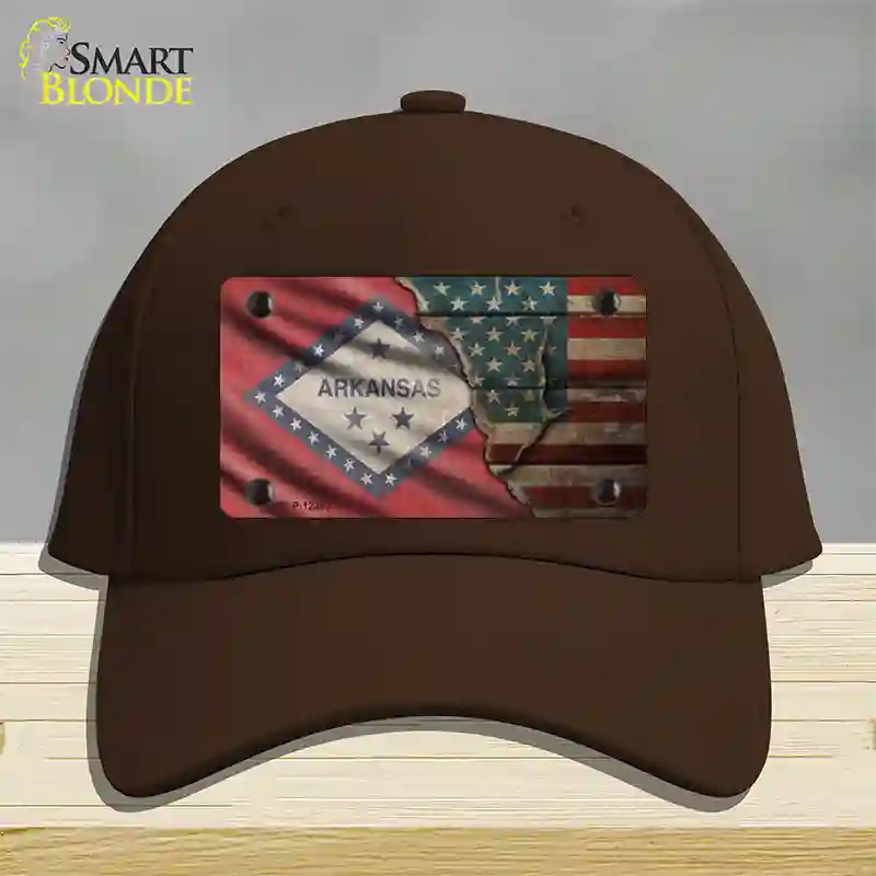 Arkansas/American Flag Novelty License Plate Hat Cotton / Dark Brown