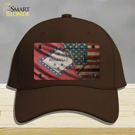 Arkansas/American Flag Novelty License Plate Hat Cotton / Dark Brown