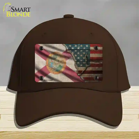 Florida/American Flag Novelty License Plate Hat Cotton / Dark Brown