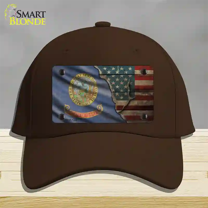 Idaho/American Flag Novelty License Plate Hat Cotton / Dark Brown