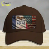 Iowa/American Flag Novelty License Plate Hat Cotton / Dark Brown