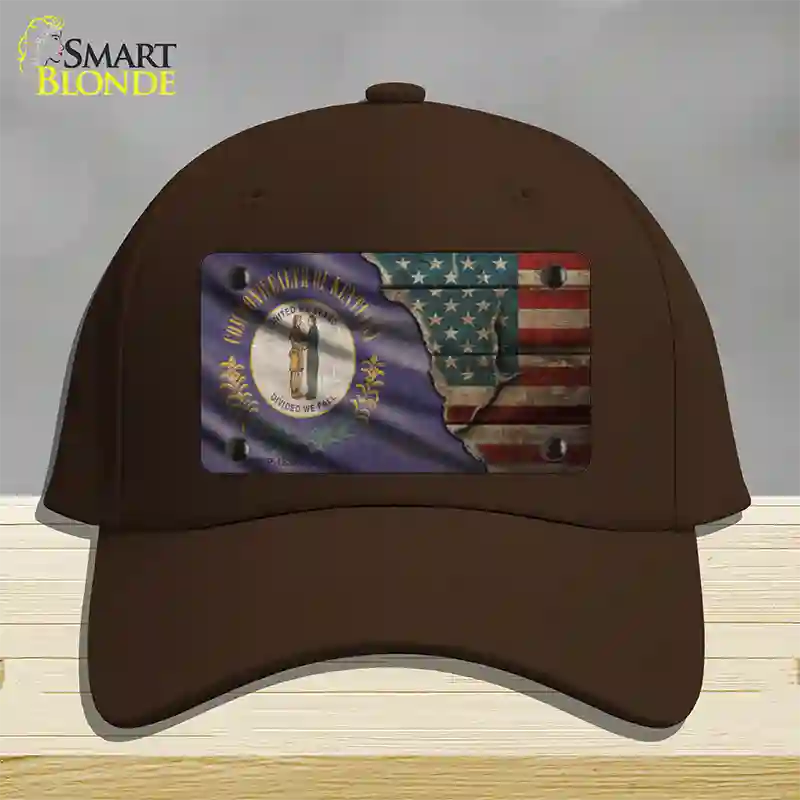 Kentucky/American Flag Novelty License Plate Hat Cotton / Dark Brown