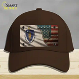 Massachusetts/American Flag Novelty License Plate Hat Cotton / Dark Brown