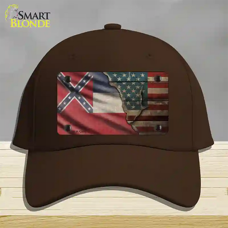 Mississippi/American Flag Novelty License Plate Hat Cotton / Dark Brown