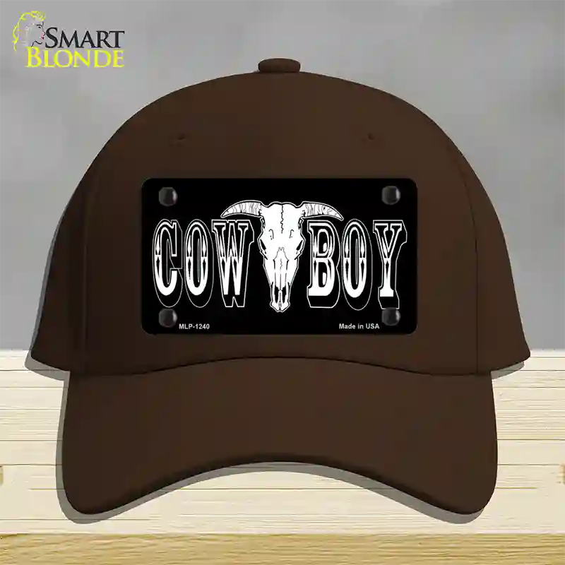 Cowboy Longhorn Skull Novelty License Plate Hat Cotton / Dark Brown