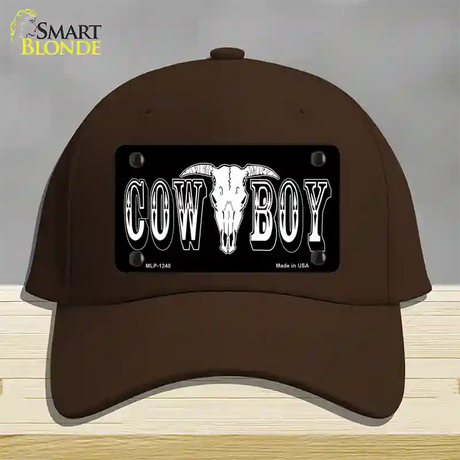 Cowboy Longhorn Skull Novelty License Plate Hat Cotton / Dark Brown