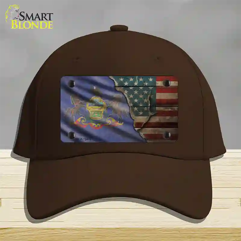 Pennsylvania/American Flag Novelty License Plate Hat Cotton / Dark Brown