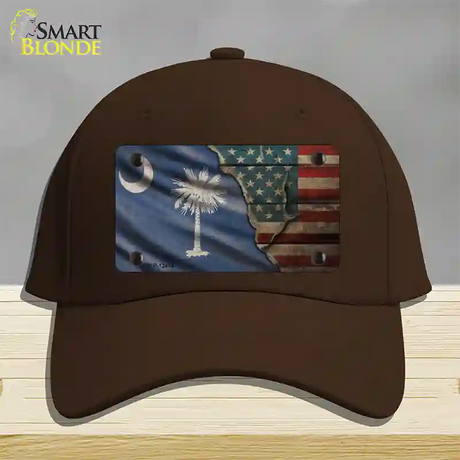 South Carolina/American Flag Novelty License Plate Hat Cotton / Dark Brown