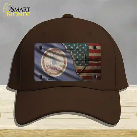 Virginia/American Flag Novelty License Plate Hat Cotton / Dark Brown