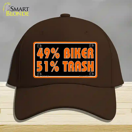 49% Biker 51% Trash Novelty License Plate Hat Cotton / Dark Brown