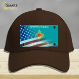 New Mexico Teal with American Flag Novelty License Plate Hat Cotton / Dark Brown