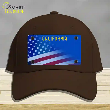 California with Blue California Plate Novelty License Plate Hat Cotton / Dark Brown