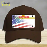 California Golden with American Flag Novelty License Plate Hat Cotton / Dark Brown