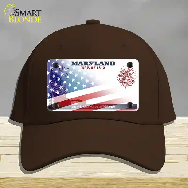 Maryland War Plate American Flag Novelty License Plate Hat Cotton / Dark Brown