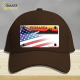 Nebraska Amber with American Flag Novelty License Plate Hat Cotton / Dark Brown