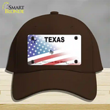 Texas White with American Flag Novelty License Plate Hat Cotton / Dark Brown