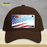 Texas Lone Star Plate American Flag Novelty License Plate Hat Cotton / Dark Brown