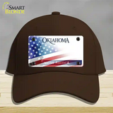 Oklahoma Bow with American Flag Novelty License Plate Hat Cotton / Dark Brown