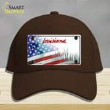 Louisiana 200 Years with American Flag Novelty License Plate Hat Cotton / Dark Brown