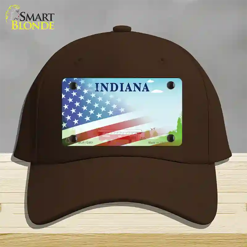 Indiana Bridge Plate American Flag Novelty License Plate Hat Cotton / Dark Brown