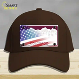 Colorado Red with American Flag Novelty License Plate Hat Cotton / Dark Brown