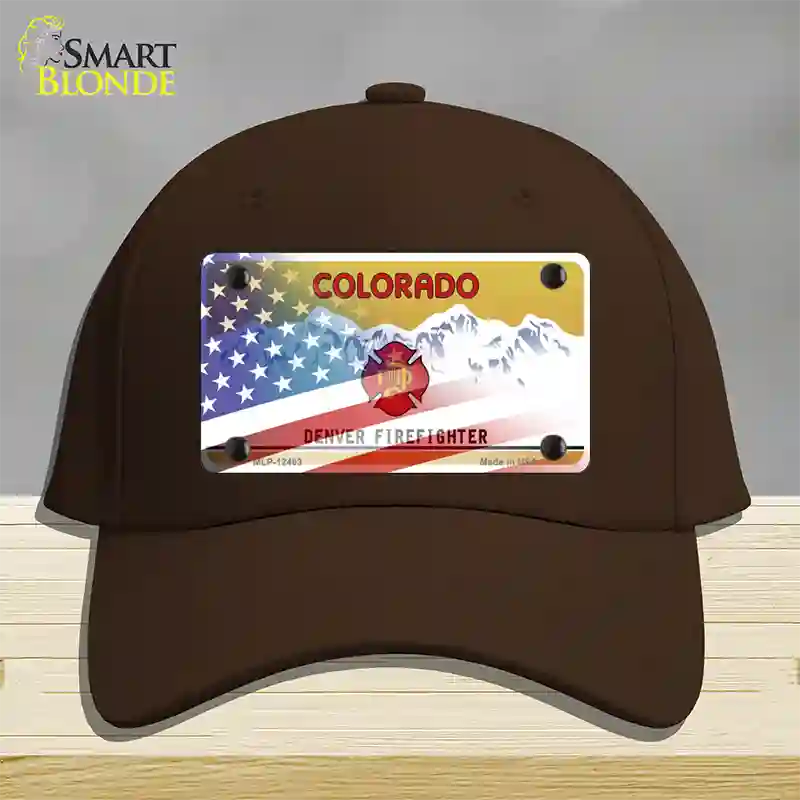 Colorado Firefighter Plate American Flag Novelty License Plate Hat Cotton / Dark Brown