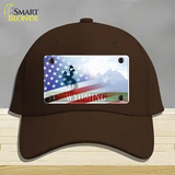 Wyoming Cowboy Plate American Flag Novelty License Plate Hat Cotton / Dark Brown