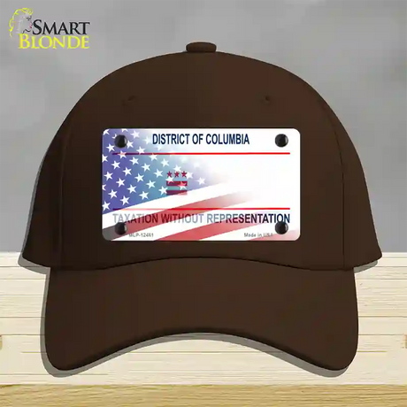 District of Columbia with American Flag Novelty License Plate Hat Cotton / Dark Brown