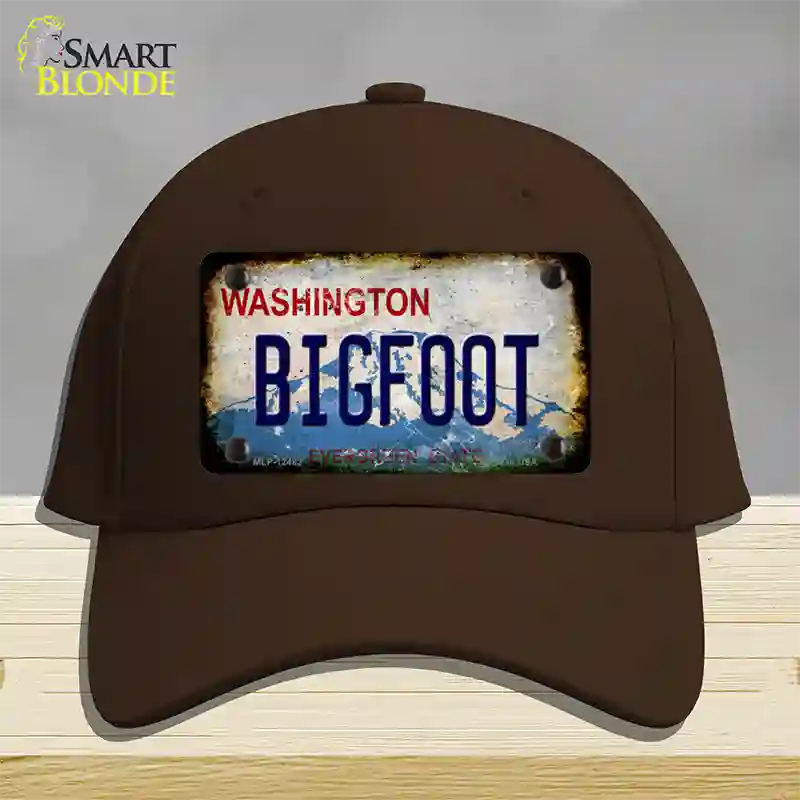 Bigfoot Washington Rusty Novelty License Plate Hat Cotton / Dark Brown