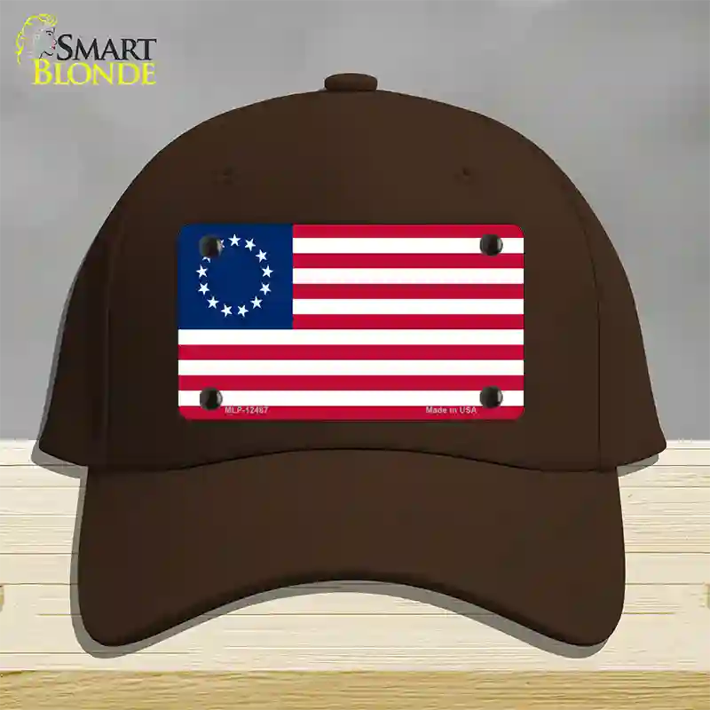 Betsy Ross American Flag Novelty License Plate Hat Cotton / Dark Brown