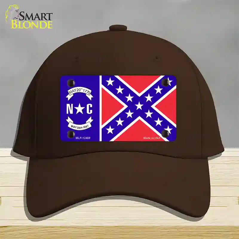 North Carolina Confederate Flag Novelty License Plate Hat Cotton / Dark Brown