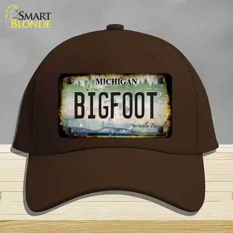 Bigfoot Michigan Novelty License Plate Hat Cotton / Dark Brown