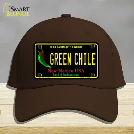 Green Chile New Mexico Black Novelty License Plate Hat Cotton / Dark Brown