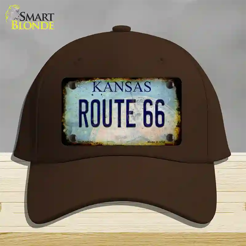 Route 66 Kansas Rusty Novelty License Plate Hat Cotton / Dark Brown