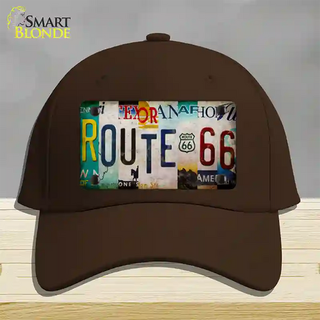 Route 66 Strip Novelty License Plate Hat Cotton / Dark Brown