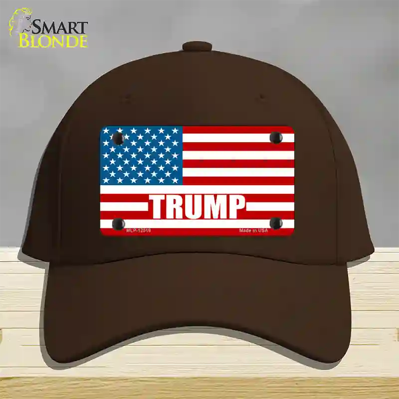 Trump American Flag Novelty License Plate Hat Cotton / Dark Brown