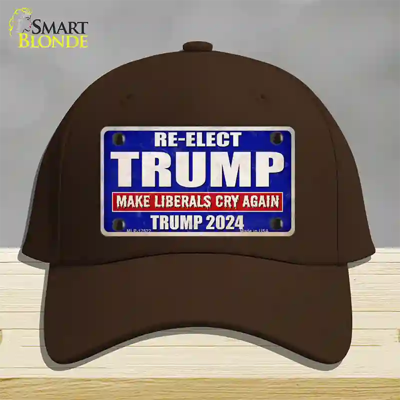 Re-Elect Trump 2024 Blue Novelty License Plate Hat Cotton / Dark Brown