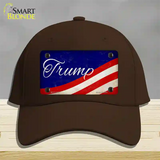 Trump on Waving Flag Novelty License Plate Hat Cotton / Dark Brown