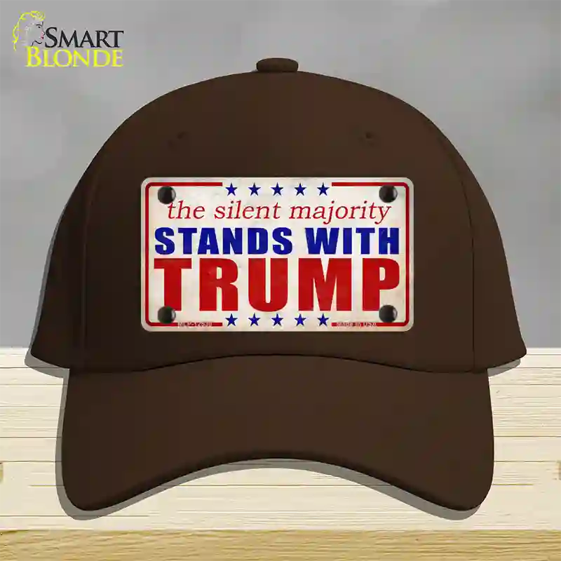 Silent Majority Stands with Trump Novelty License Plate Hat Cotton / Dark Brown