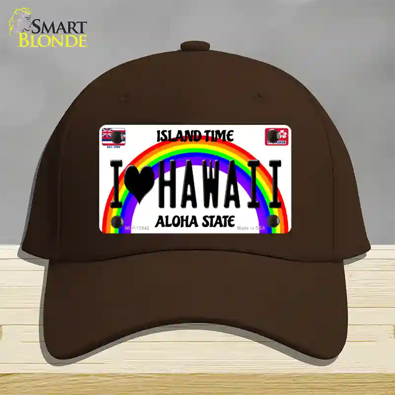 I Love Hawaii Novelty License Plate Hat Cotton / Dark Brown