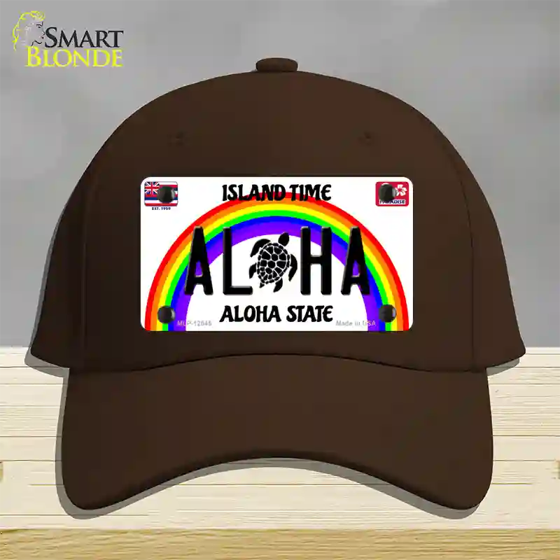 Aloha Turtle Hawaii Novelty License Plate Hat Cotton / Dark Brown