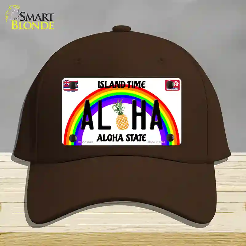 Aloha Pineapple Hawaii Novelty License Plate Hat Cotton / Dark Brown