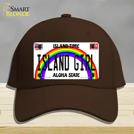 Island Girl Hawaii Novelty License Plate Hat Cotton / Dark Brown