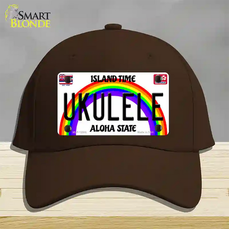 Ukulele Hawaii Novelty License Plate Hat Cotton / Dark Brown