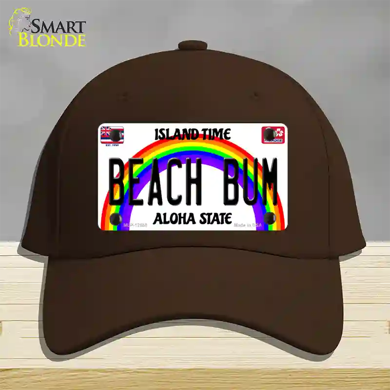 Beach Bum Hawaii Novelty License Plate Hat Cotton / Dark Brown