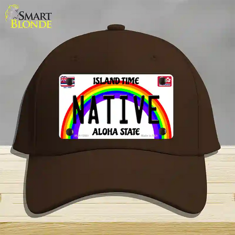 Native Hawaii Novelty License Plate Hat Cotton / Dark Brown