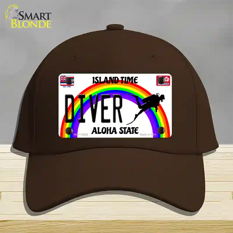 Diver Hawaii Novelty License Plate Hat Cotton / Dark Brown