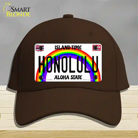 Honolulu Hawaii Novelty License Plate Hat Cotton / Dark Brown