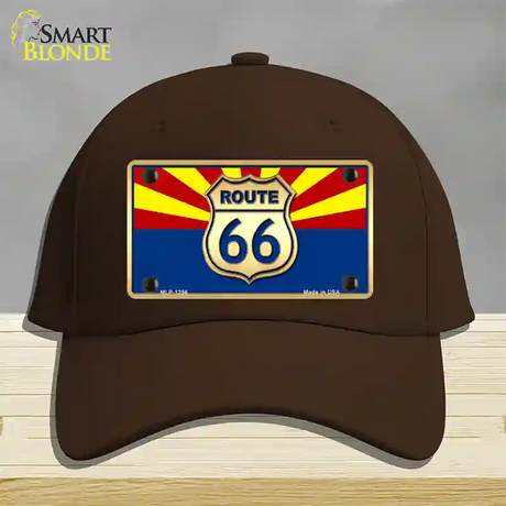 Route 66 Arizona State Flag Novelty License Plate Hat Cotton / Dark Brown