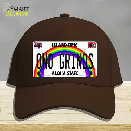 Ono Grinds Hawaii Novelty License Plate Hat Cotton / Dark Brown